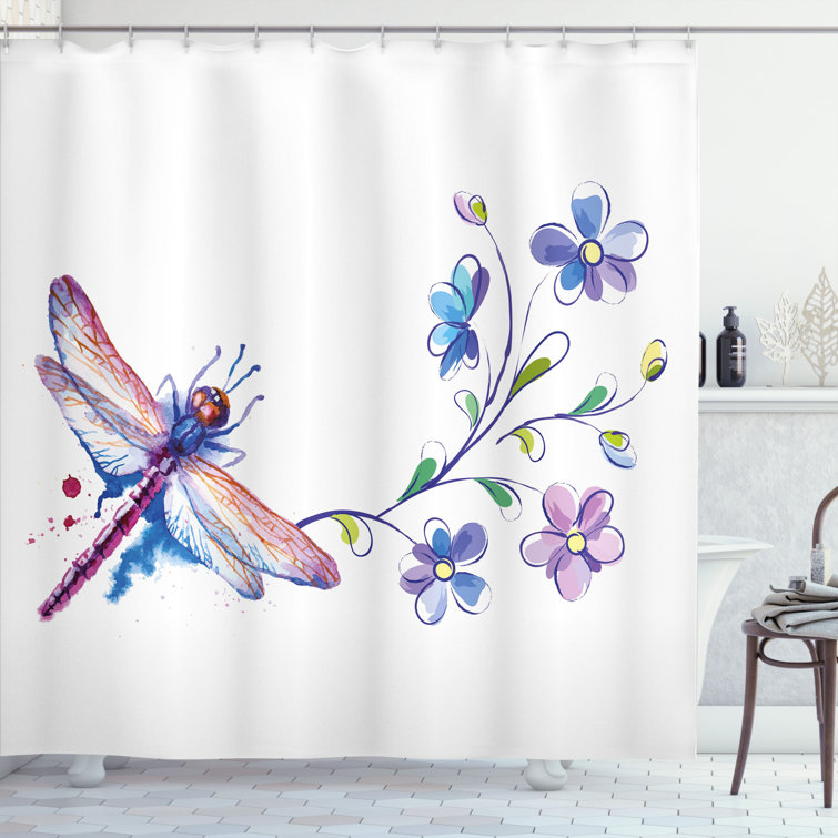 East Urban Home Dragonfly Shower Curtain Set + Hooks Wayfair